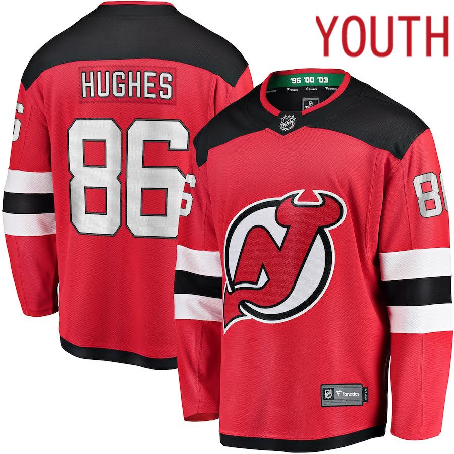 Youth New Jersey Devils 86 Jack Hughes Fanatics Branded Red Home Breakaway Player NHL Jersey